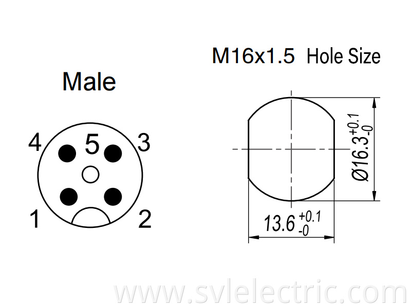 PCB panel mount M12 Connector